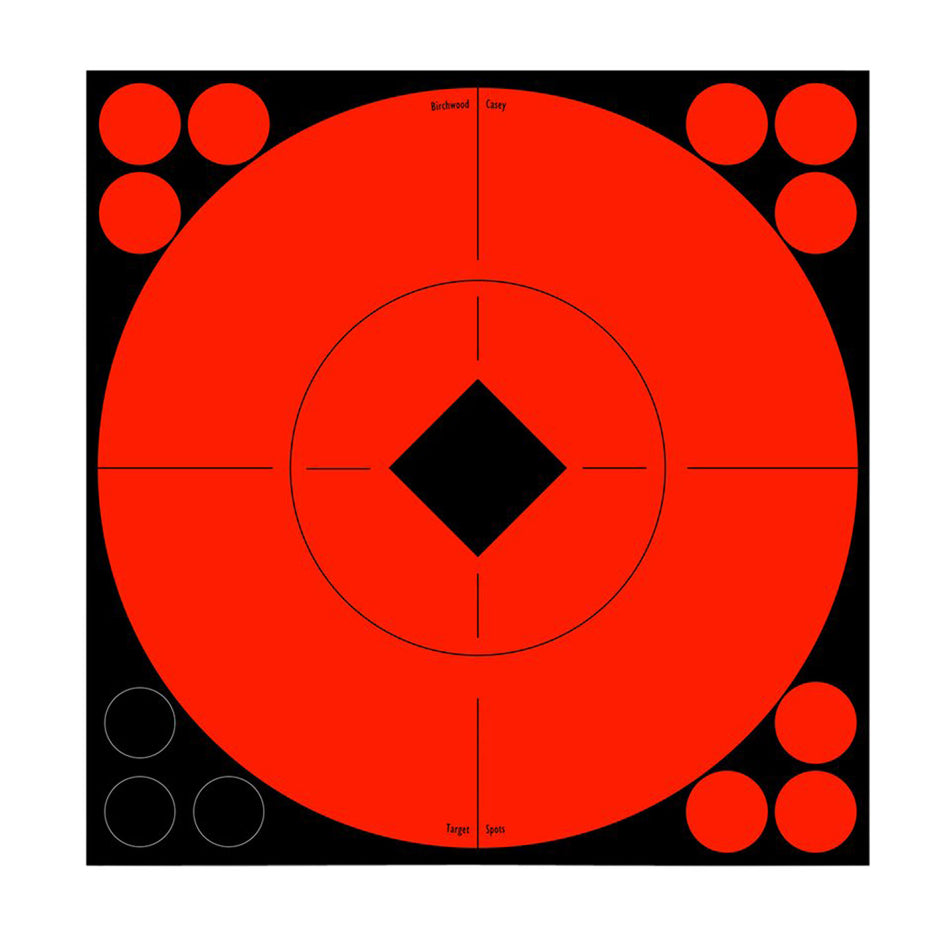 Birchwood Casey 33916 8-Inch Adhesive Bullseye Paper Target Spots Black/Red 8-Pack