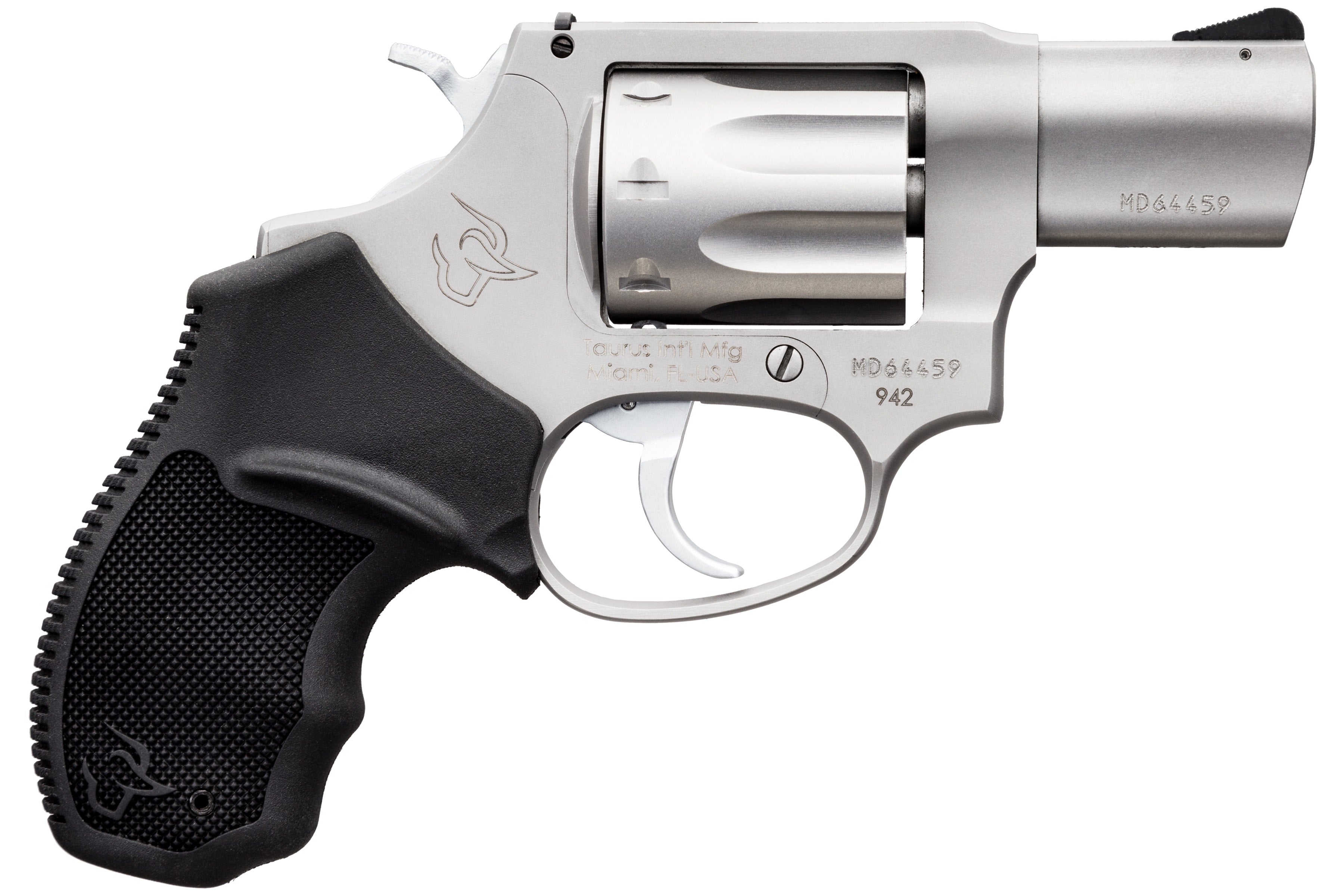 Taurus 2942029 942 22 LR 8rd 2" Barrel, Overall Matte Finish Stainless Steel & Finger Grooved Black Polymer Grip