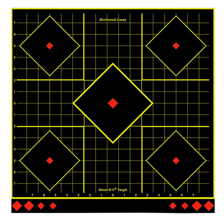 Birchwood Casey Shoot-N-C 34175 Self-Adhesive Reactive Paper Target Multi Color 17.75" 5-Diamond 5-Pack