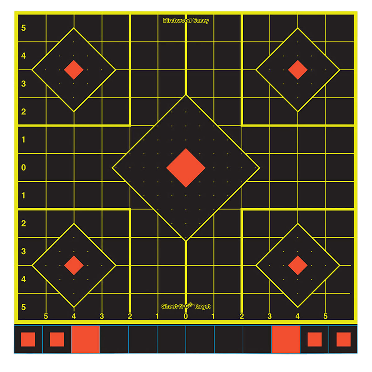 Birchwood Casey Shoot-N-C 34214 Self-Adhesive Reactive Paper Target Multi Color 12" 5-Diamond 12-Pack