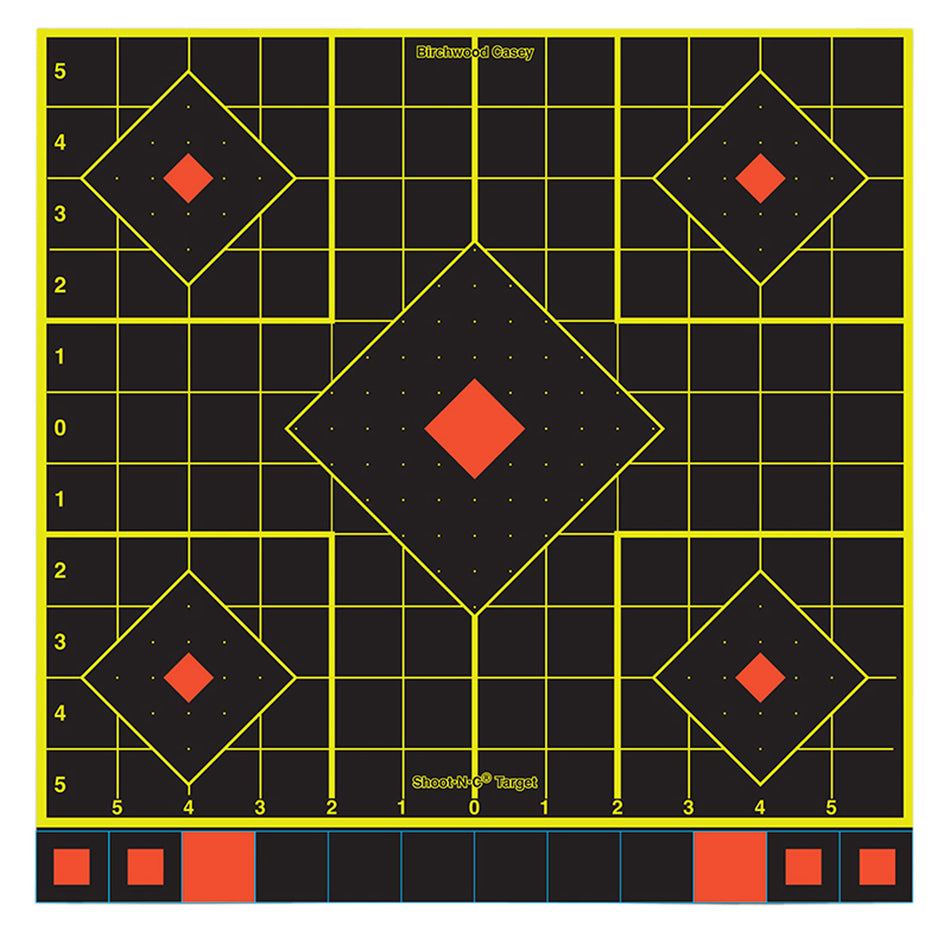 Birchwood Casey Shoot-N-C 34214 Self-Adhesive Reactive Paper Target Multi Color 12" 5-Diamond 12-Pack
