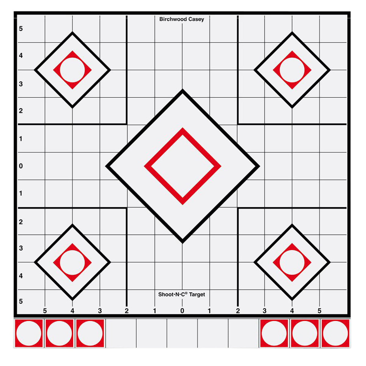Birchwood Casey Shoot-N-C 34219 Self-Adhesive Reactive Target White/Red 12" 5-Diamond 5-Pack