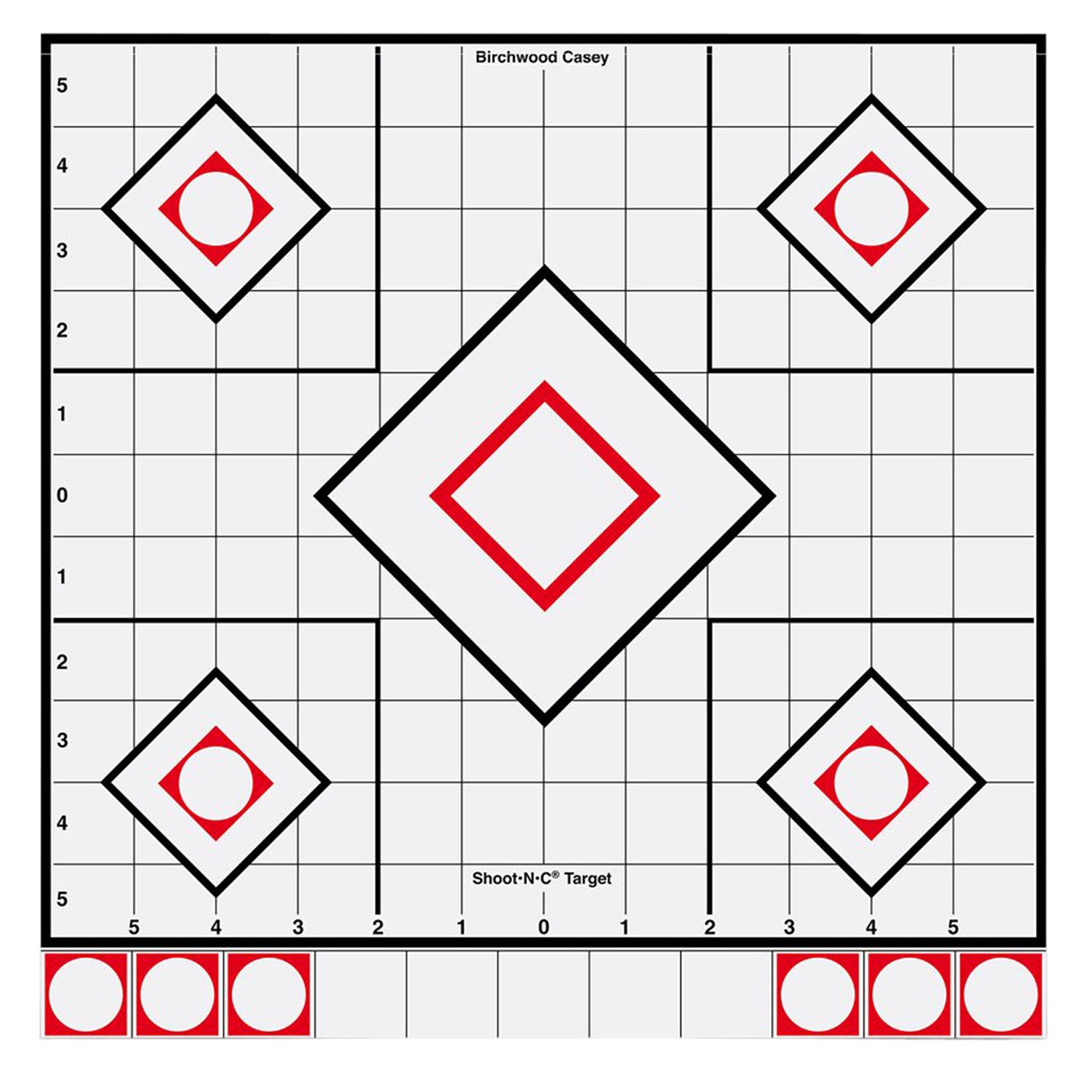 Birchwood Casey Shoot-N-C 34219 Self-Adhesive Reactive Target White/Red 12" 5-Diamond 5-Pack