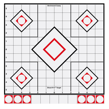 Birchwood Casey Shoot-N-C 34219 Self-Adhesive Reactive Target White/Red 12" 5-Diamond 5-Pack