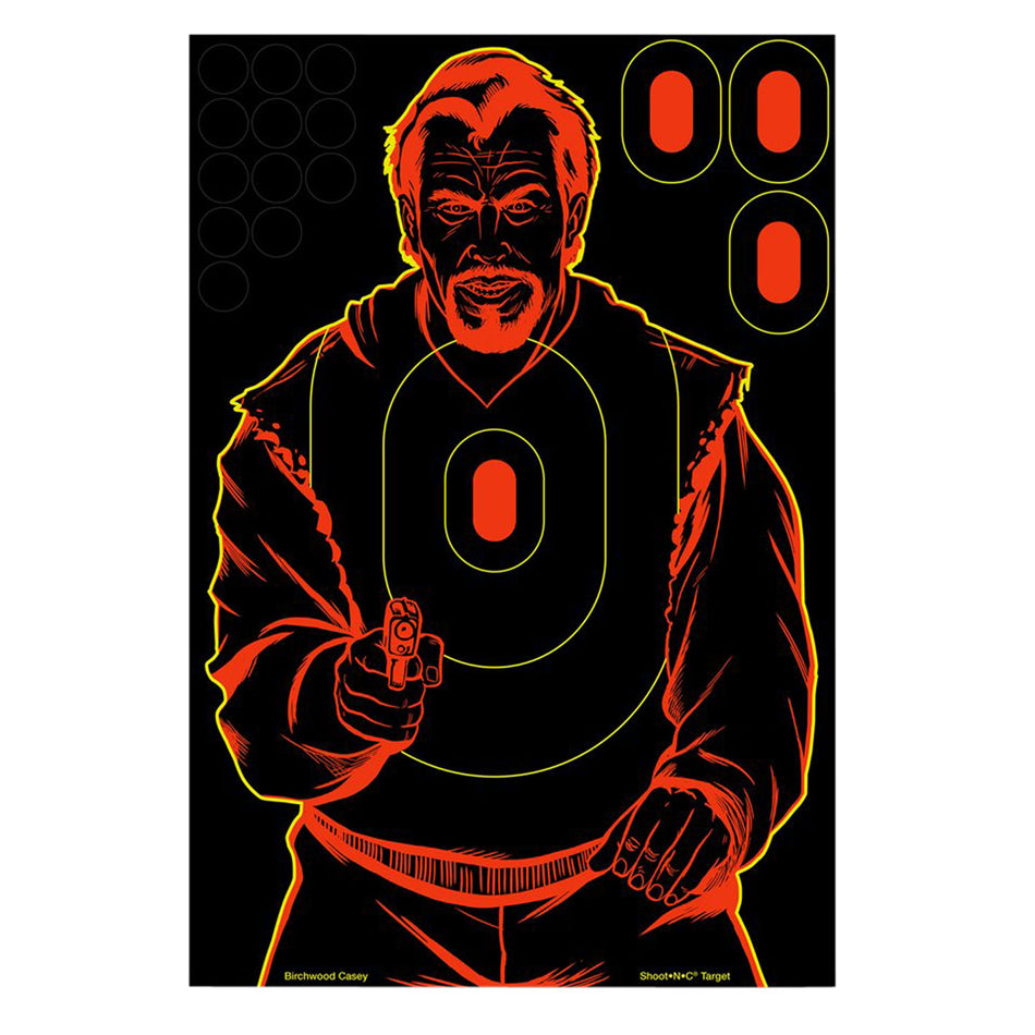 Birchwood Casey Shoot-N-C 34645 Self-Adhesive Reactive Target Black/Red 12"x18" Bad Guy Silhouette 5-Pack