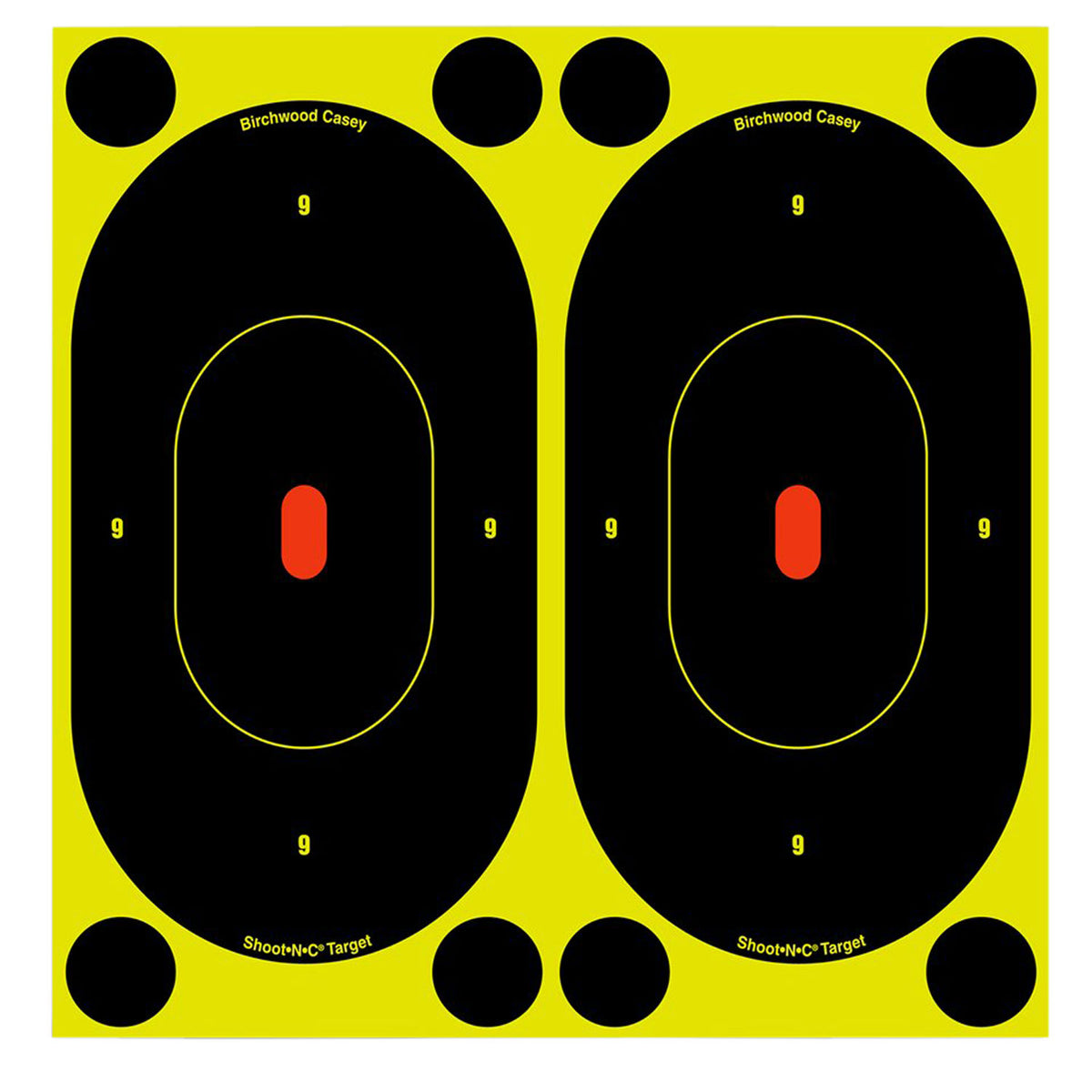 Birchwood Casey Shoot-N-C 34750 Self-Adhesive Reactive Target Black/Yellow 7" Oval Silhouette 60-Pack