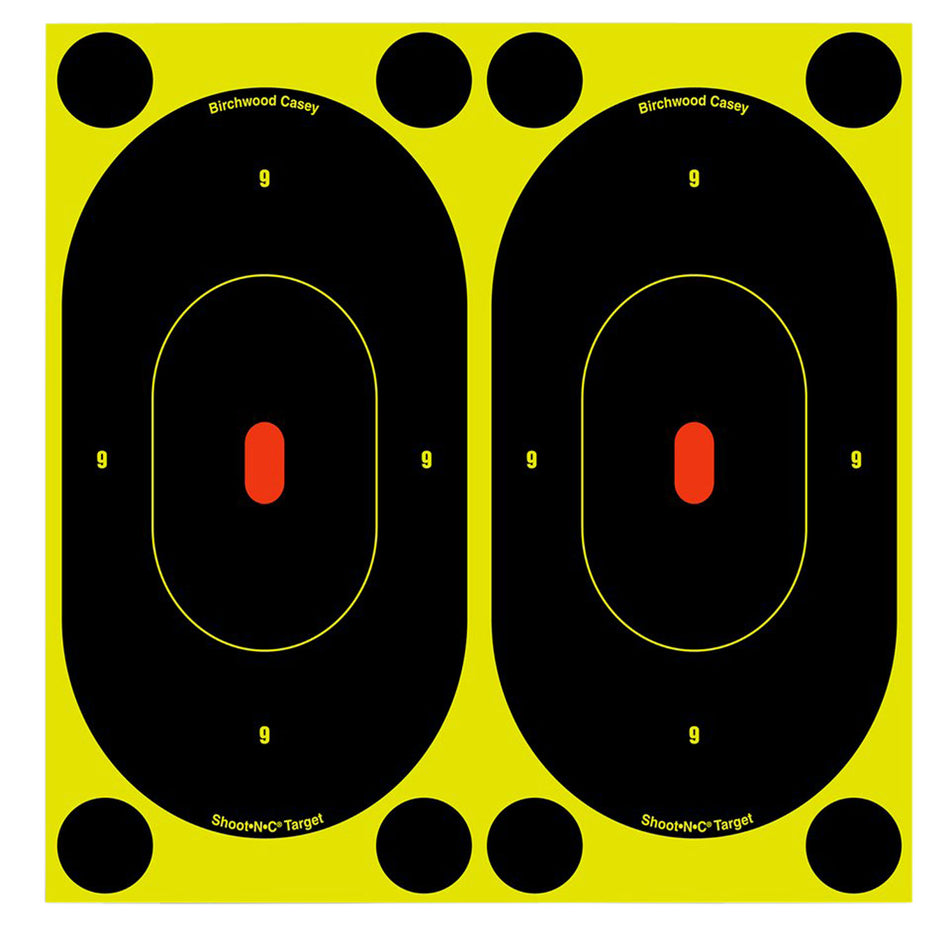 Birchwood Casey Shoot-N-C 34750 Self-Adhesive Reactive Target Black/Yellow 7" Oval Silhouette 60-Pack