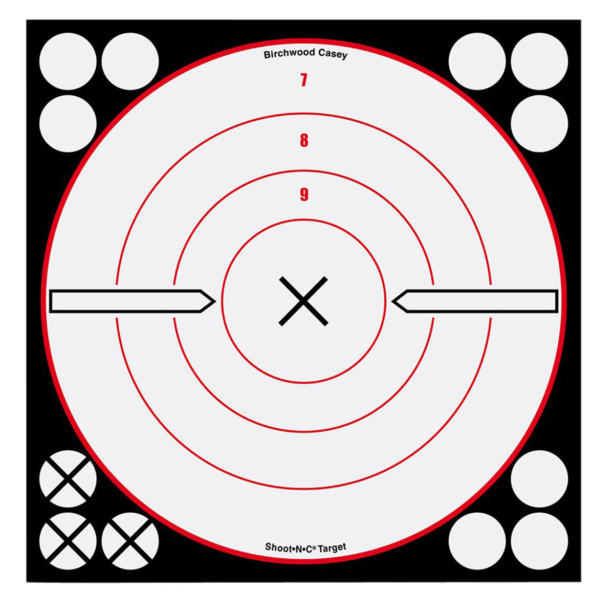 Birchwood Casey Shoot-N-C 34802 Self-Adhesive Reactive Target Black/Red/White 8" Bullseye 6-Pack