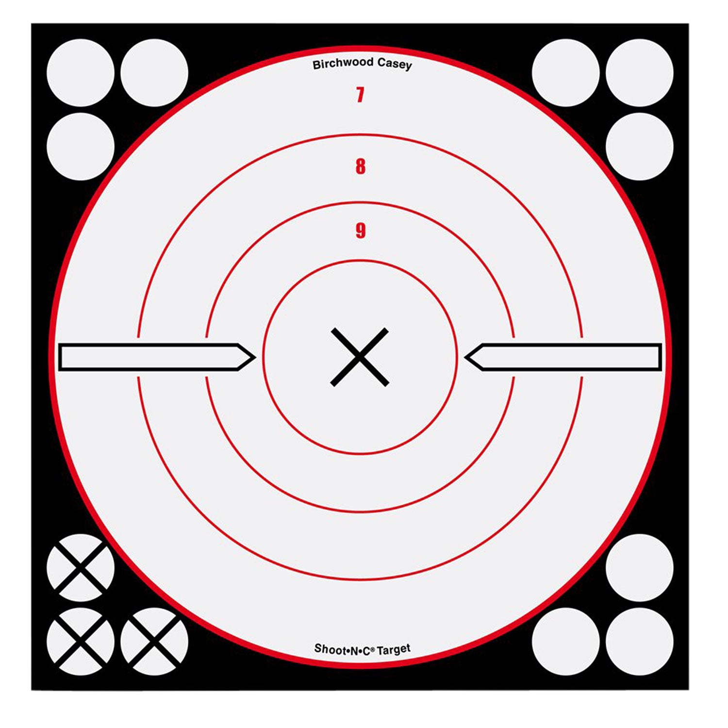 Birchwood Casey Shoot-N-C 34802 Self-Adhesive Reactive Target Black/Red/White 8" Bullseye 6-Pack