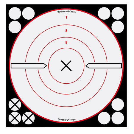 Birchwood Casey Shoot-N-C 34802 Self-Adhesive Reactive Target Black/Red/White 8" Bullseye 6-Pack