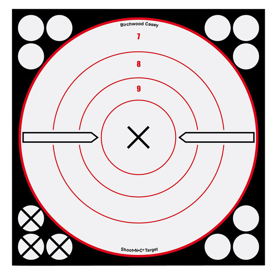 Birchwood Casey Shoot-N-C 34802 Self-Adhesive Reactive Target Black/Red/White 8" Bullseye 6-Pack