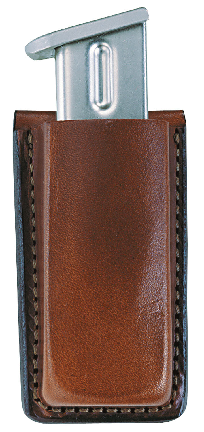 Bianchi 10737 Single Open Top Mag Pouch Tan Leather Clip-On 1.75" Belt