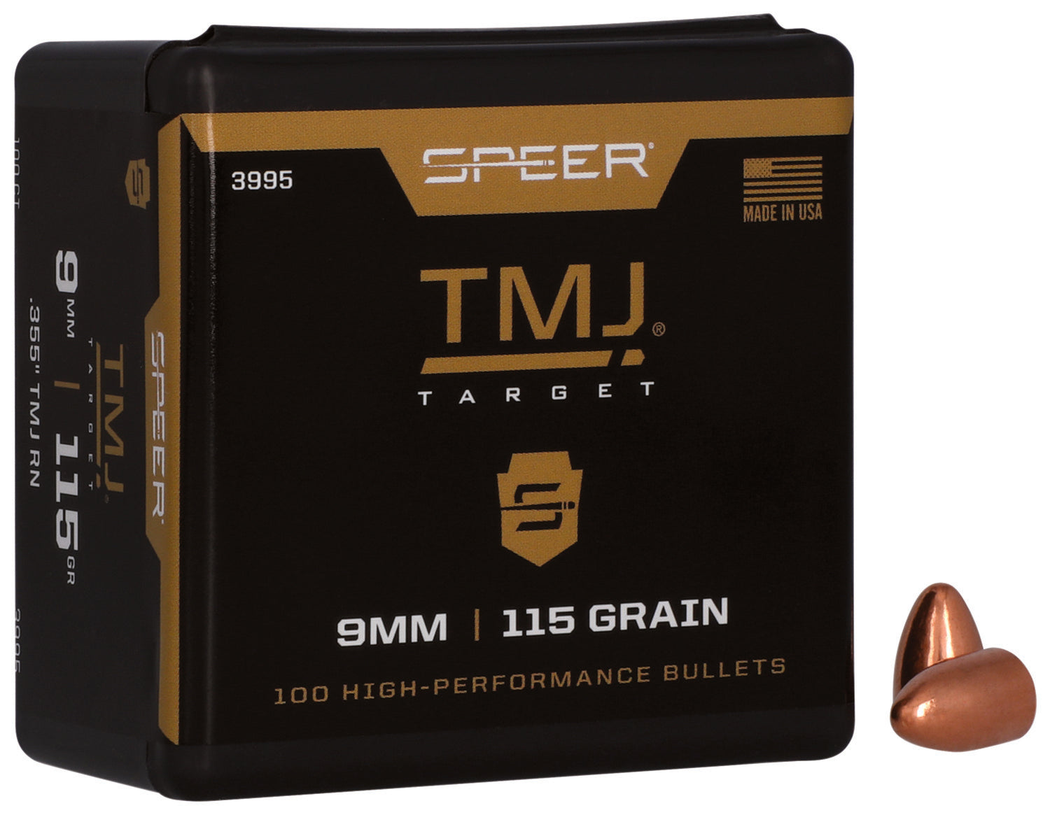 Speer 3995 TMJ 9mm 115gr Total Metal Jacket Reloading Bullets 100/Box