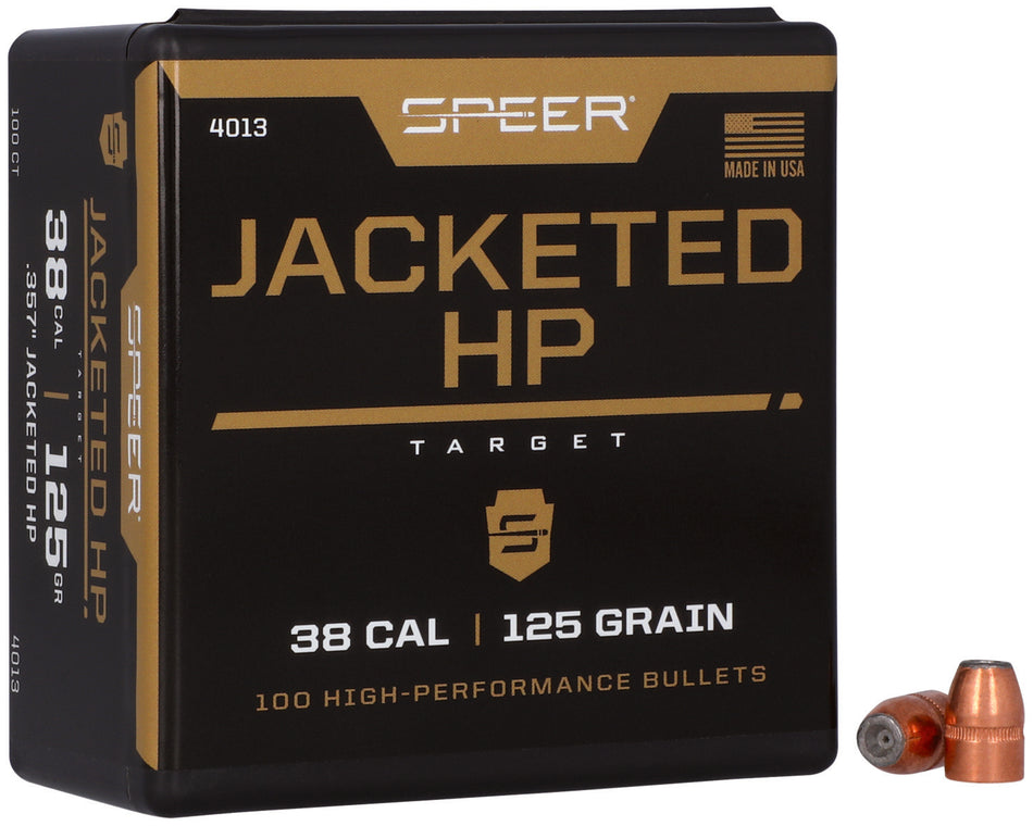 Speer 4013 Handgun .38 Cal 125gr Jacketed Hollow Point Bullets 100/Box