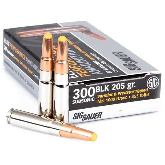 Sig Sauer Tipped Hunting .300 AAC Blackout 205 grain Controlled Expansion Tip ammunition