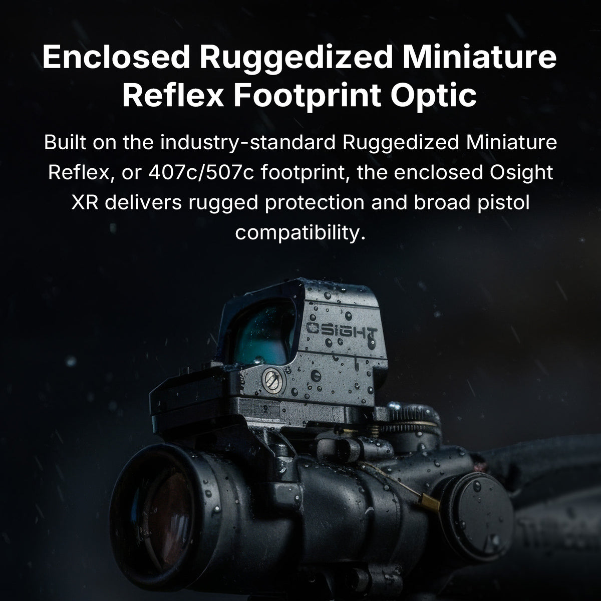 Osight XR Red Dot Enclosed Emitter Sight Multi-Reticle 2/6+32 MOA RMR Footprint with Collapsible Backup Sight