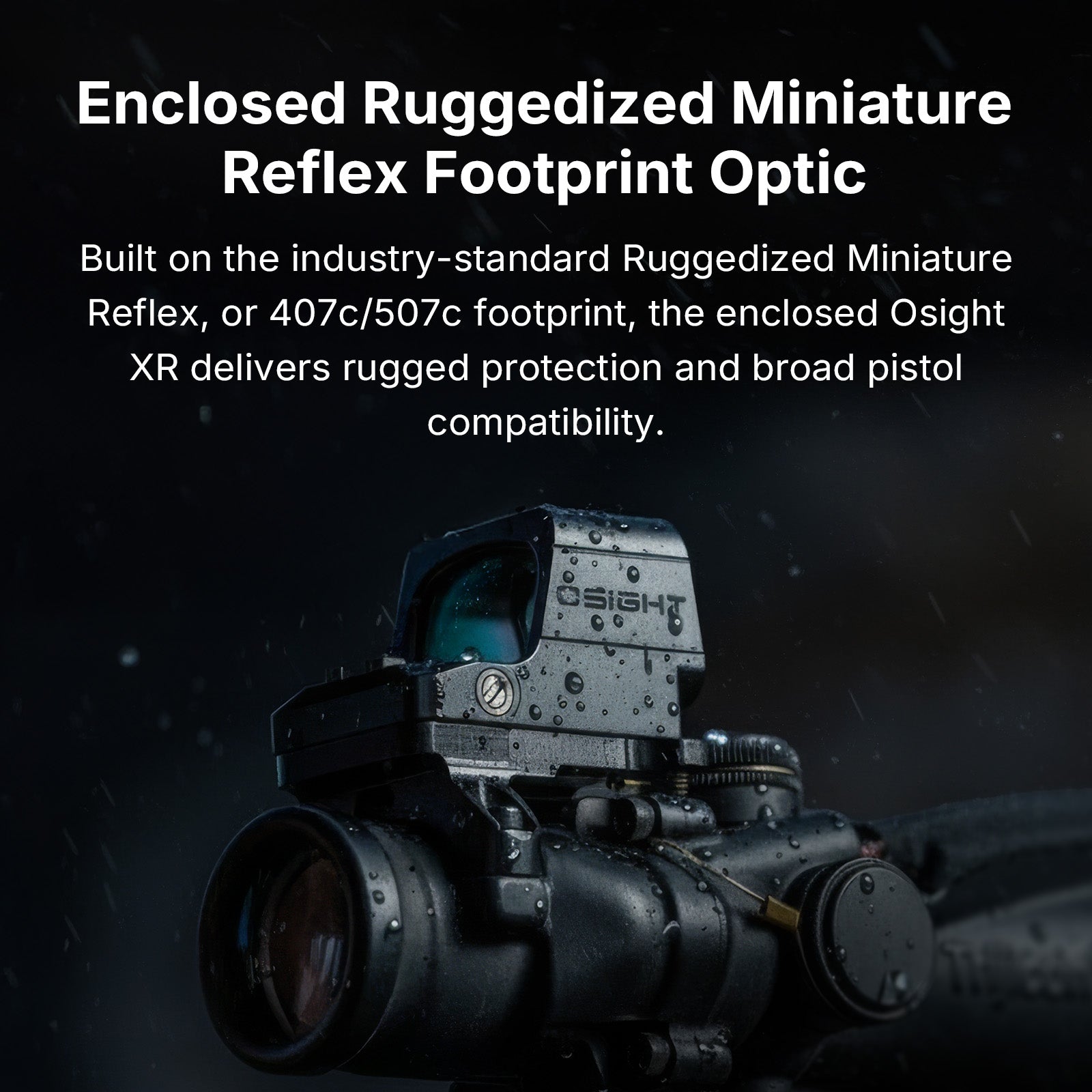 Osight XR Red Dot Enclosed Emitter Sight Multi-Reticle 2/6+32 MOA RMR Footprint with Collapsible Backup Sight