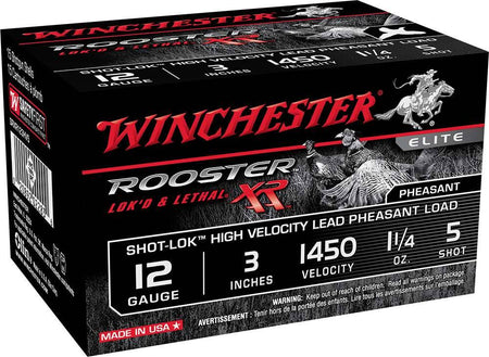 Winchester ROOSTER XR Shot-Lok High Velocity Hunting Shotgun Ammo 12 Gauge 3 in 1-1/4 oz #5