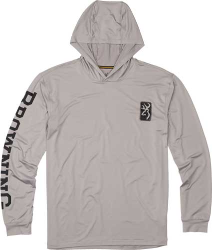 Browning Large Hooded Long-Sleeve Tech Tee Light Gray