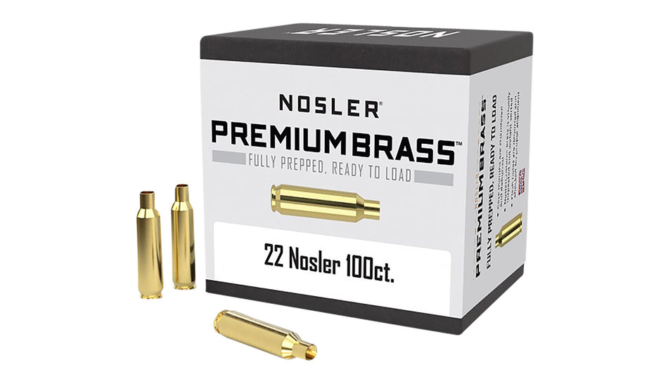 Nosler 10067 Premium Unprimed Brass Cases 22 Nosler Rifle 100/Box
