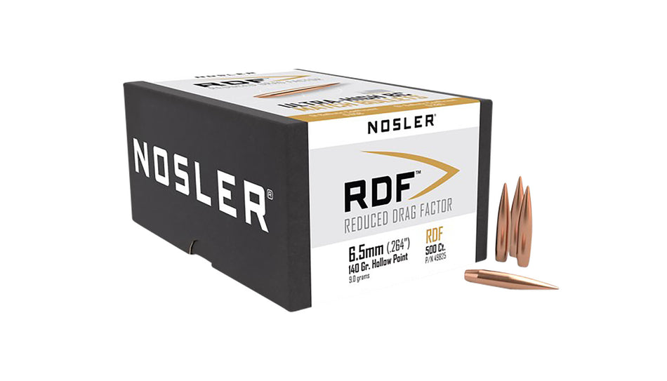 Nosler 49825 RDF Match 6.5 Creedmoor 140gr Hollow Point Boat Tail Bullets 500/Box