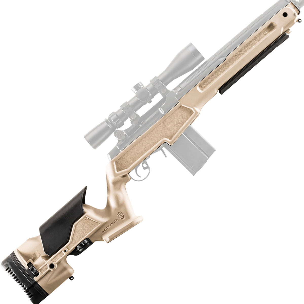 Archangel AAM1ADT Fixed Desert Tan Precision Rifle Stock Adjustable Cheek Riser for Springfield Armory M1A and M14