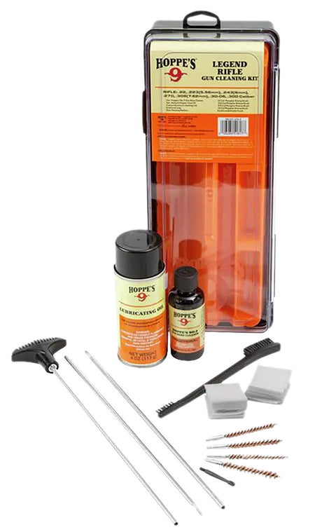 Hoppe's Legend Cleaning Kit for 17 to 22 Cal Rifles with Solvent and Lubricating Oil