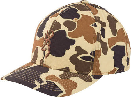 Browning Tan Cupped Up 110 One Size Snapback Cap Buckmark Logo