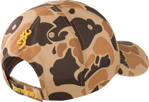 Browning Buckmark Rimfire Hat Vintage Tan Camo Pattern Velcro Closure