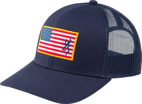 Browning Blue Glory American Flag Patch Mesh Snapback Hat OSFM