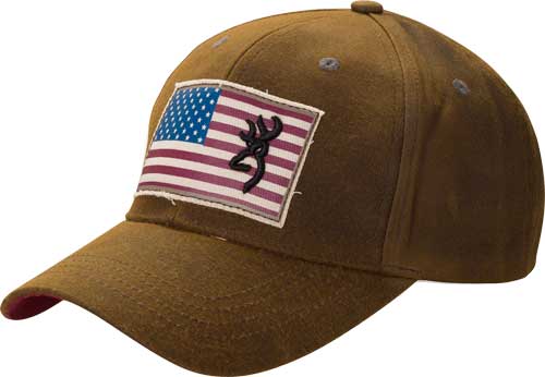 Browning Dark Brown Liberty Flag Buckmark Wax Adjustable Cap
