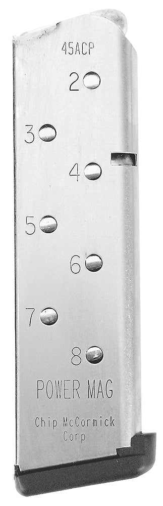 CMC Power Mag 8rd .45 ACP Magazine for 1911 Government – Stainless Steel with Black Base Pad