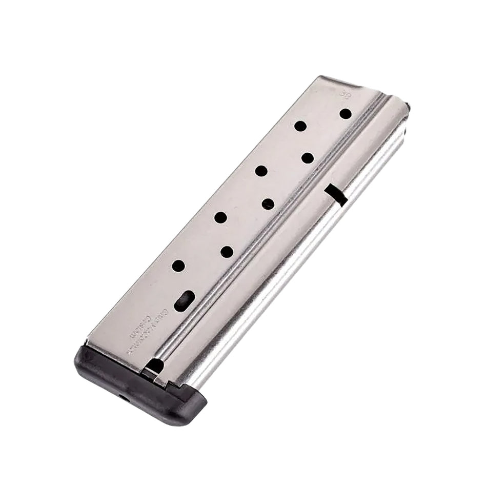 CMC Power Mag 10rd .38 Super 1911 Government Stainless Steel Magazine with Black Base Pad