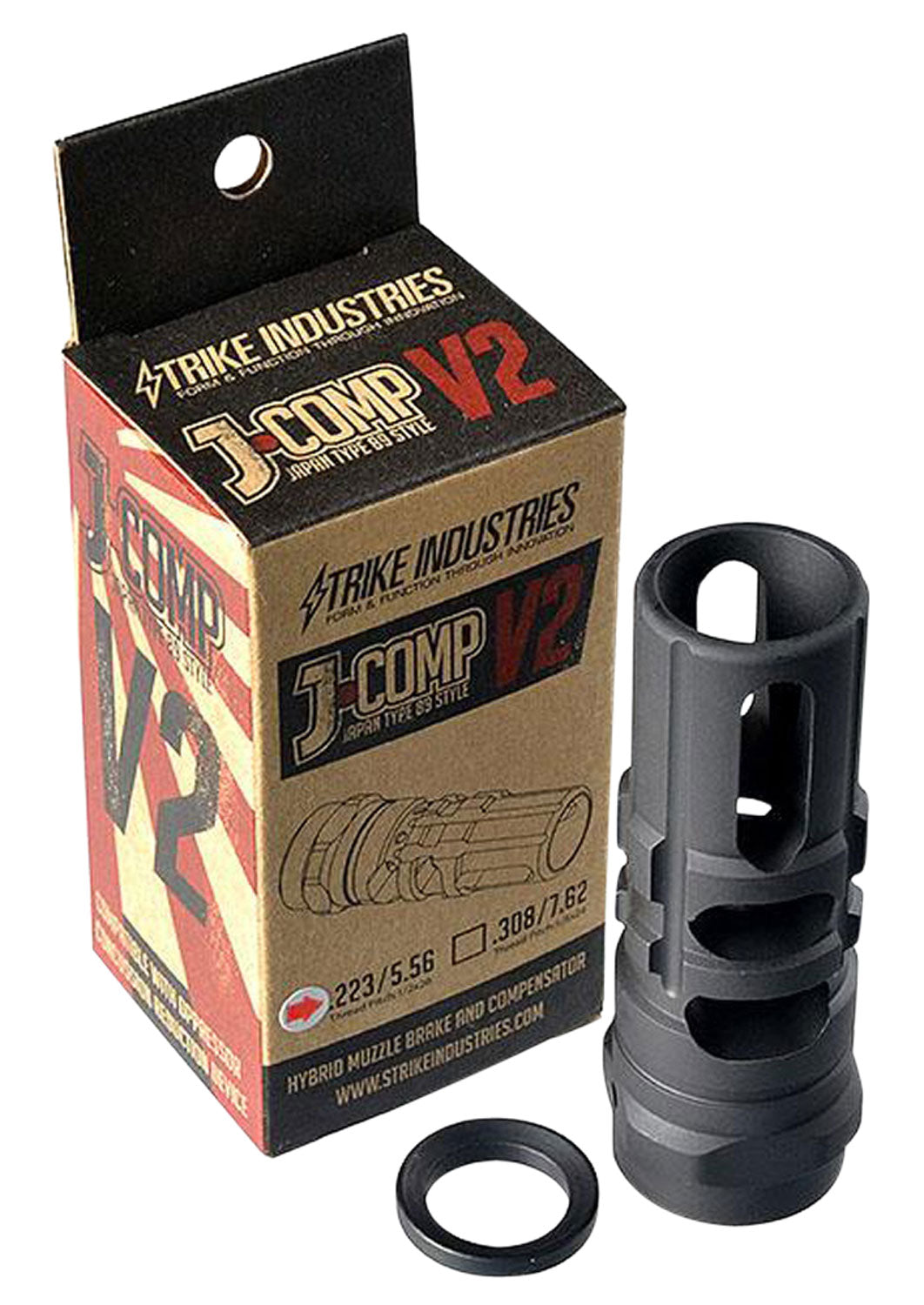 Strike Industries JComp Gen 2 Muzzle Device 5.56 NATO AR-Platform, Black Steel