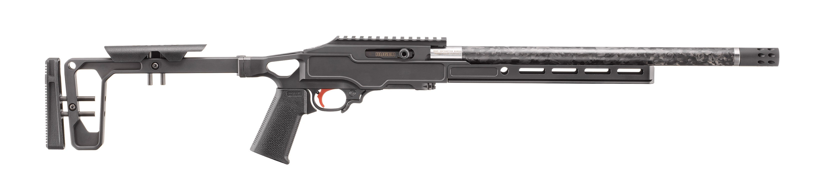 Ruger 31227 10/22 Competition 22 LR 10+1 16.10" Clear Satin Stainless Steel/w/Carbon Fiber Sleeve Threaded Barrel, Black Anodized Picatinny Rail Aluminum Receiver, Arca Swiss/M-LOK Compatible Forend,