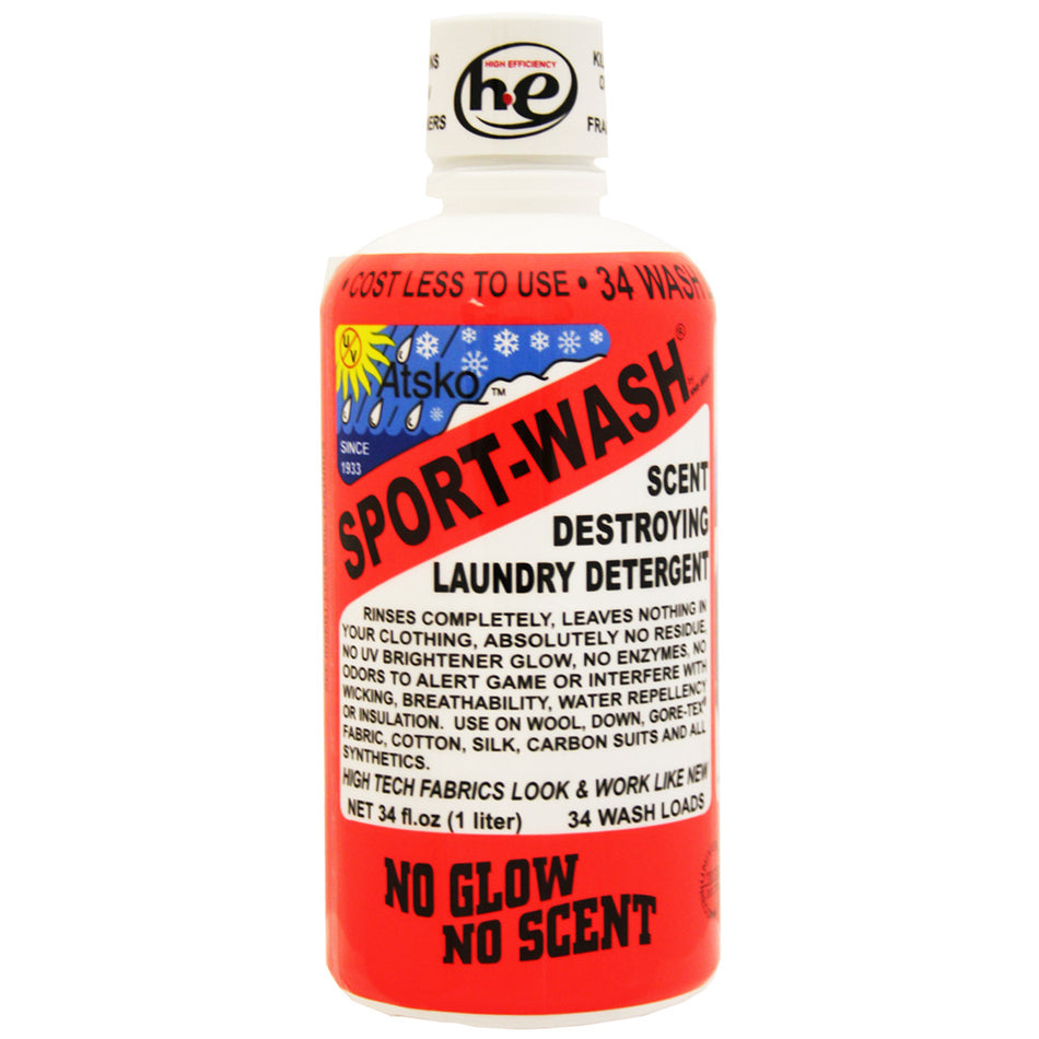 Atsko Sport-Wash 1 Liter Fabric Laundry Detergent No UV Brighteners