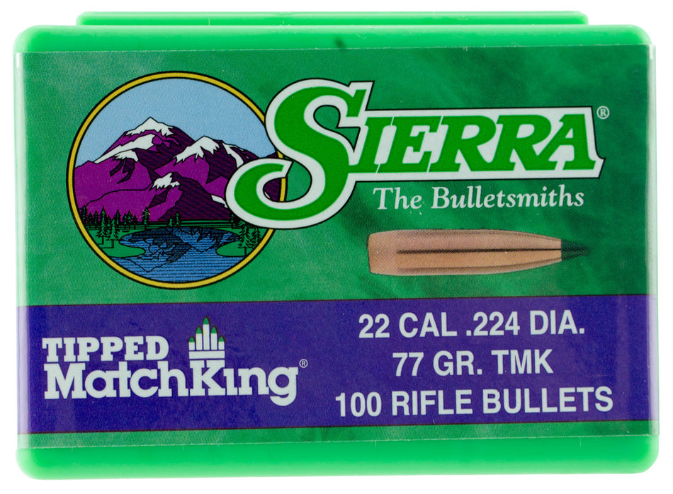 Sierra 7177 Tipped MatchKing 22 Cal 77gr TMK Bullets 100/Box