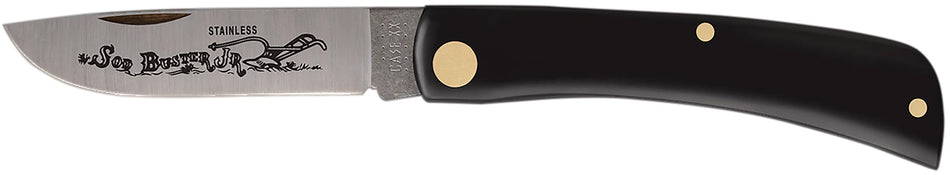 Case Sod Buster Jr. Folding Pocket Knife 2.80" Stainless Skinner Blade Black Synthetic Handle