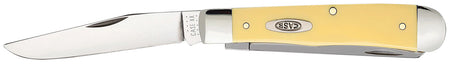 Case Trapper 3.25"/3.27" Folding Clip Point and Spey Blade Yellow Synthetic Handle Tumble Polish