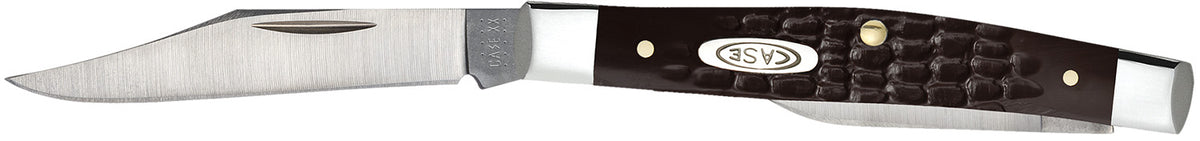 Case Small Pen Folding Knife 2"/1.47" Clip/Pen Plain Stainless Blade Brown Jigged Synthetic Handle
