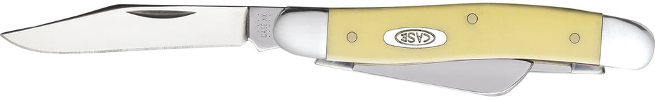 Case Medium Stockman 2.57"/1.88"/1.71" Folding Three-Blade Tumble Polish Chrome Vanadium Yellow Synthetic Handle