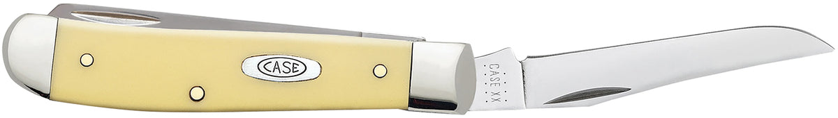 Case Mini Trapper 2.70"/2.75" Folding Clip Point and Spey Chrome Vanadium Blade Yellow Synthetic Handle