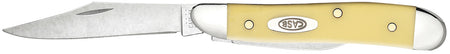 Case Peanut 2.10"/1.53" Small Folding Clip/Pen Plain Chrome Vanadium Blade Smooth Yellow Synthetic Handle