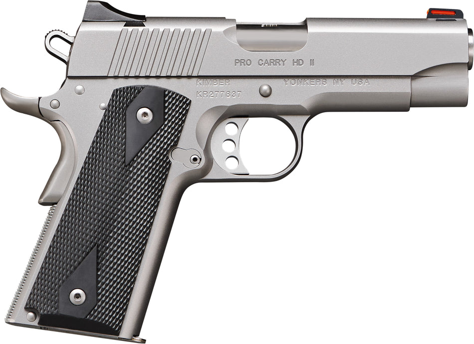 Kimber Mfg.,inc 3200044CA Pro Carry HD II (CA) 38 Super 9+1 4" Stainless Steel Slide Satin Silver Black Synthetic Double Diamond Checkering Grip