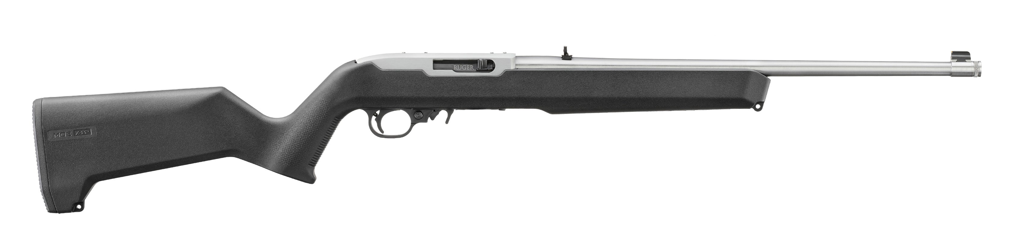 Ruger 32023 10/22 22 LR 10+1 18.50" Satin Threaded Stainless Steel Barrel, Drilled & Tapped Receiver, Black Magpul MOE X-22 w/M-LOK Textured Synthetic Stock