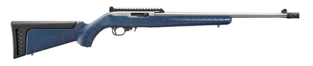 Ruger 32039 10/22 250th Anniversary 22 LR 10+1 18.50" Satin Stainless Threaded Barrel, Engraved Satin Stainless Steel Receiver w/Picatinny Rail, Liberty Blue w/Red & White Splatter Ruger Modular Syste