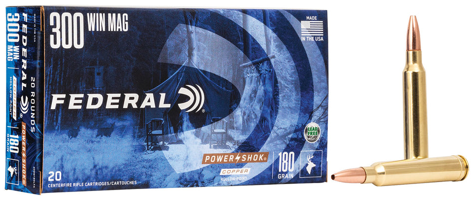 Federal Power-Shok Copper Hollow Point 180 Grain .300 Winchester Mag 2850 fps