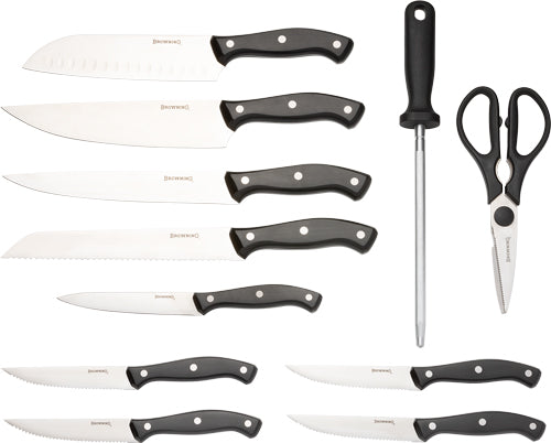Browning Complete Kitchen Knife Set with Wood Butcher Block