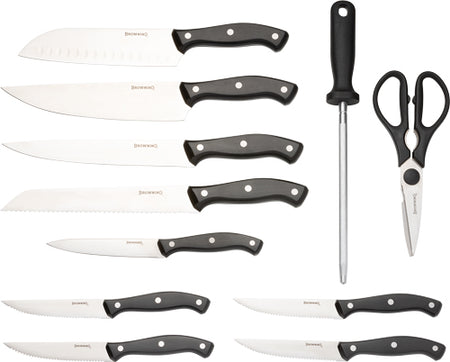 Browning Complete Kitchen Knife Set with Wood Butcher Block