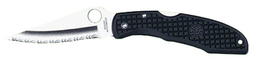 Spyderco Endura Lightweight Folding Knife, 3.75" VG-10 Serrated Clip Point Blade, Black FRN Handle